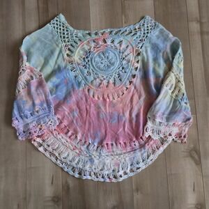 Handmade Tie Dye Crochet Top | Pastel Boho Festival Cover Up